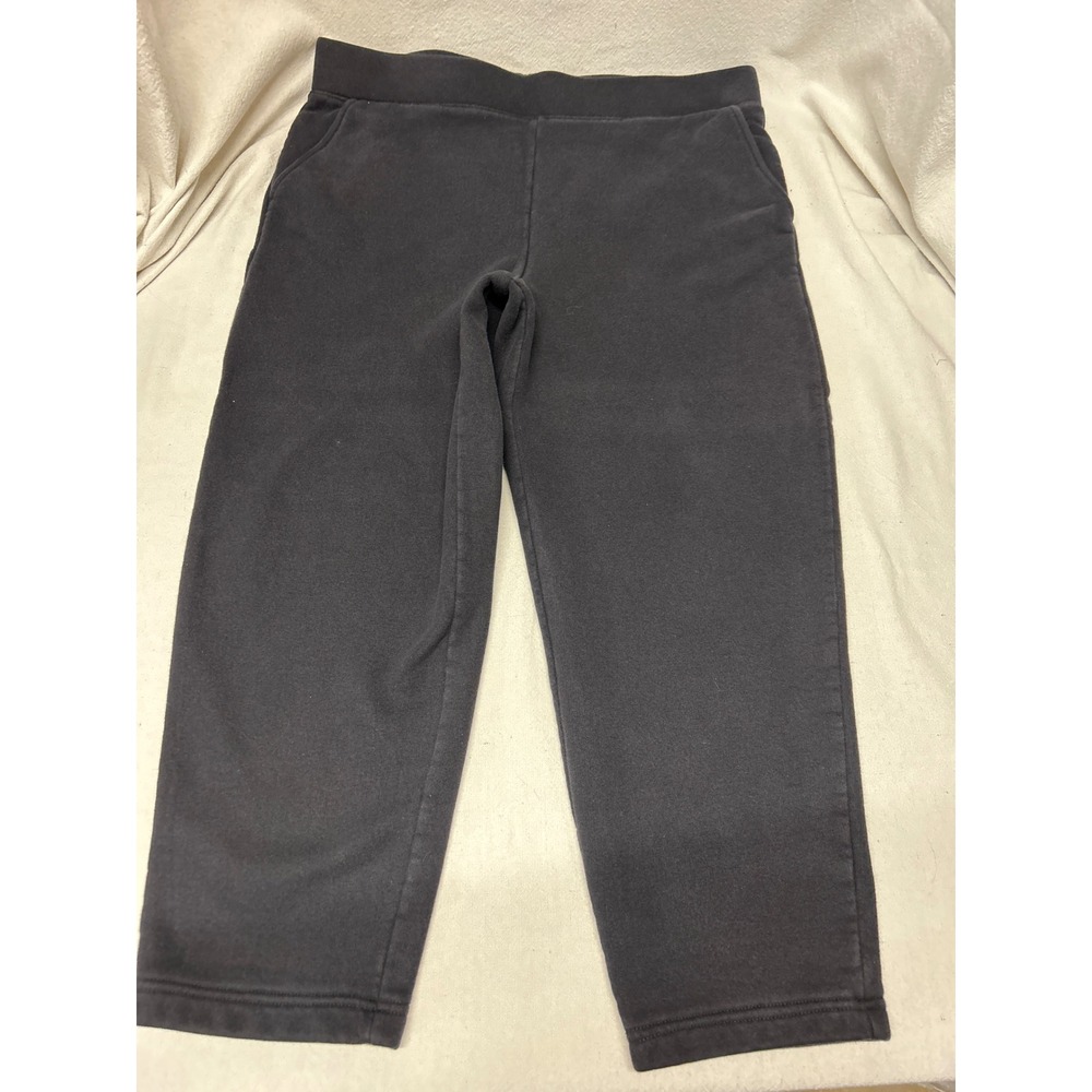 Lands End Serious Sweats Vintage Black Fleece Joggers Women Medium Petite 10-12
